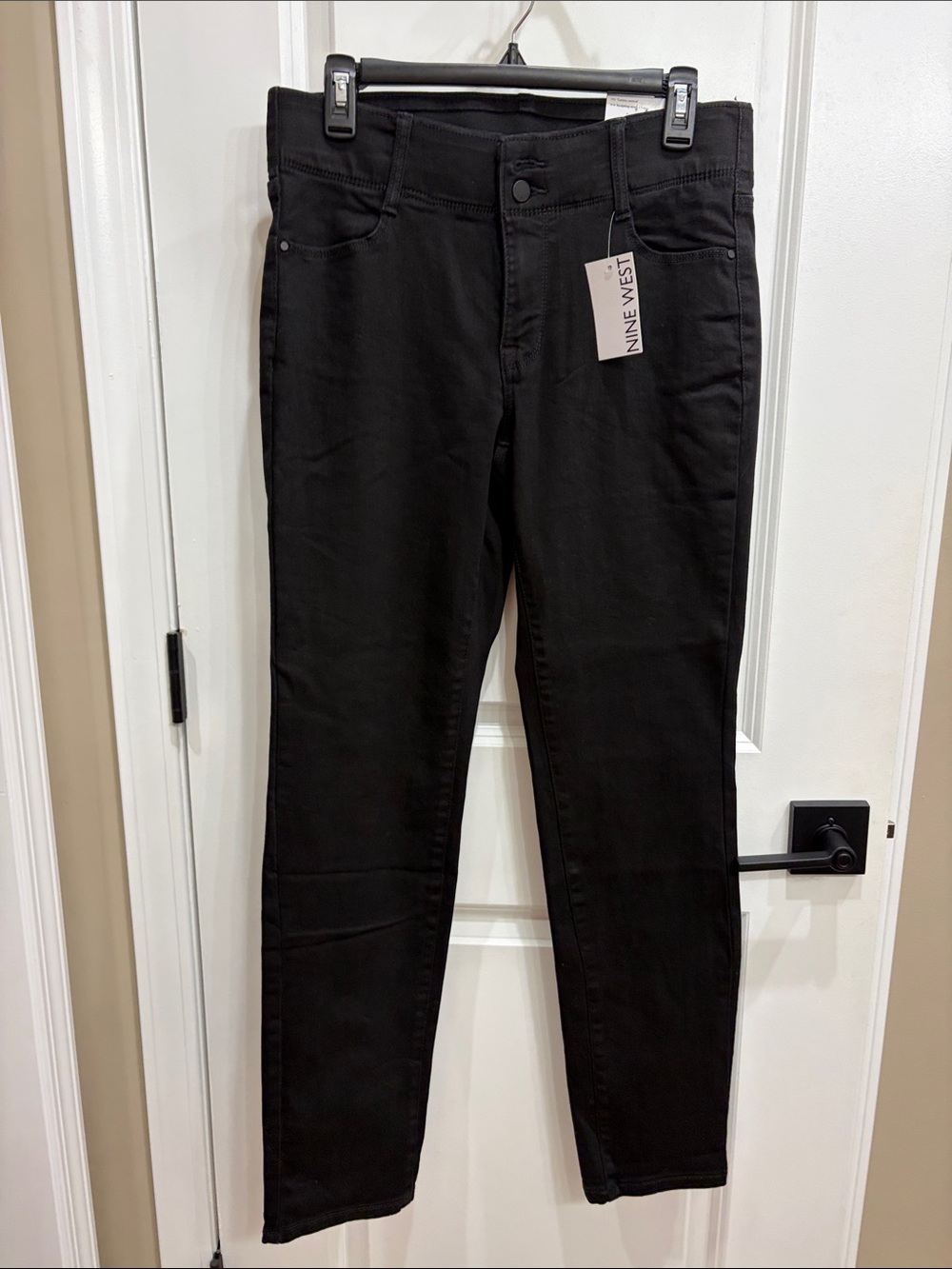Nine West Black Mid Rise, Straight Jeans - Clean Classic Fit